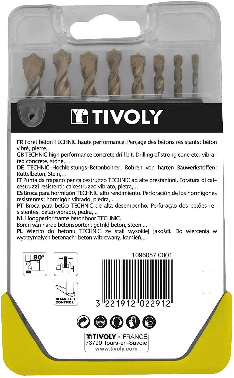Tivoly B44 - Pack of 8 Drill Bits for Concrete High Performance Range (Diameter of 3, 4, 5, 6, 7, 8, 9, 10 mm) - Image 3