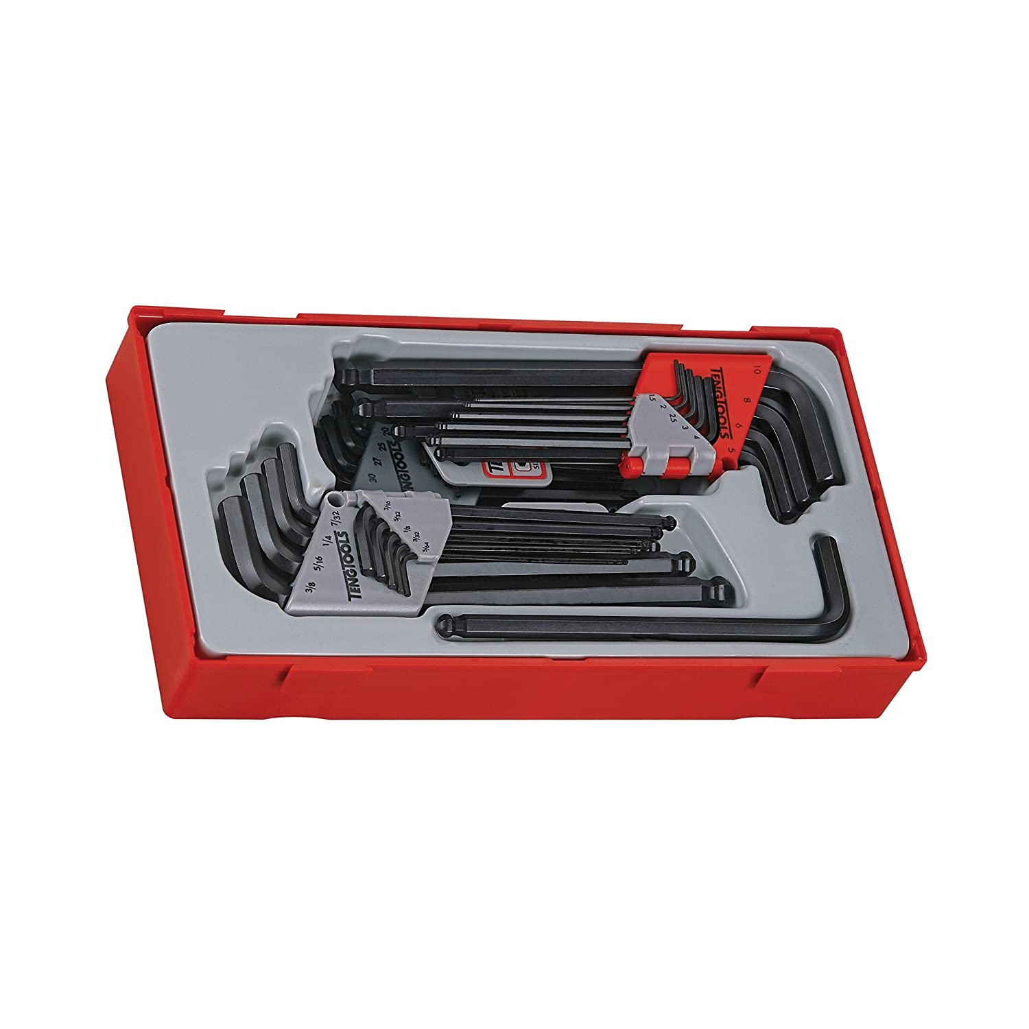 Tengtools™ Sweden Combinable 3-in-1 Allen Key Set including Ball Heads, Metric and Inch Hex Sockets, Plus Internal Torx, 28 Pieces