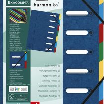 Exacompta Ref - 55072E Harmonika Multipart File, 24.5x32cm for A4 Sized Documents, 7 Tabbed Sections, Expandable Spine, Premium Pressboard Cover in Blue with Multi-Coloured Tabs