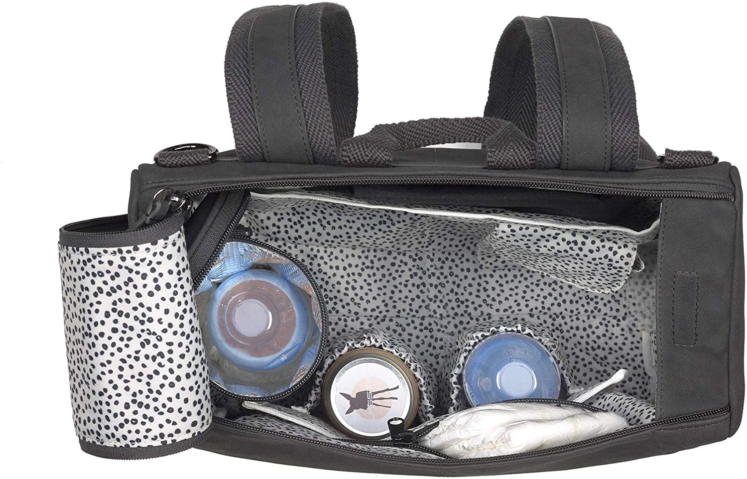 Lässig Baby Nappy Changing Backpack Diaper Bag with Accessories/Tender Backpack, Anthracite, 3 Stück (1er Pack) - Image 3