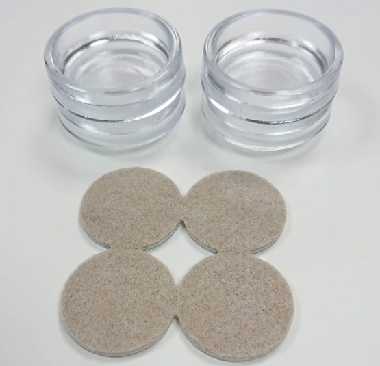 Merriway® BH00156 Castor Caster Cups with Felt Pad, Outer Dimension 54 mm (2.1/8 inch) - Small, Clear, Pack of 4 - Image 2