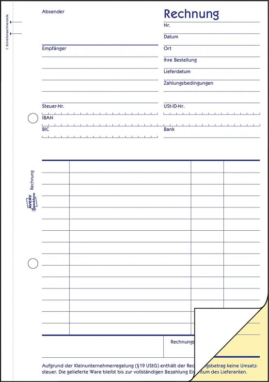 Avery Zweckform 1733 Invoice Small Business (A5, self-Copying, 2x40 Sheets) White/Yellow - Image 2