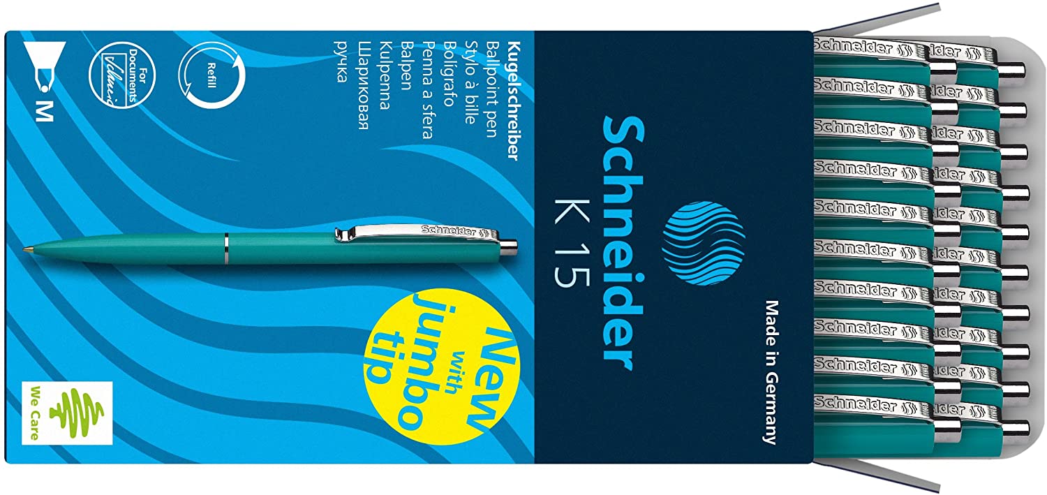 Schneider Ballpoint Pen K 15 pens, Click-Top, M, Green, Colour of The Barrel: Green - Image 3