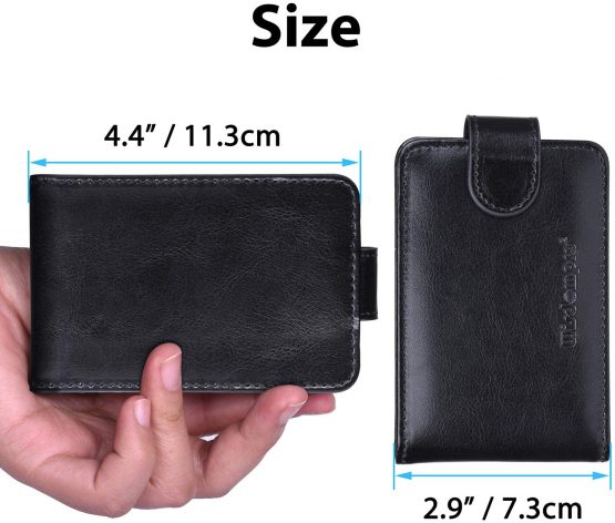 Wisdompro Credit Card Holder, Premium PU Leather Slim RFID Blocking Debit Card Protector Wallet Organizer Case with Magnetic Shut (Build in 20 Card Slot & 6 Small Cells for Memory Cards)-Horizontal - Image 3