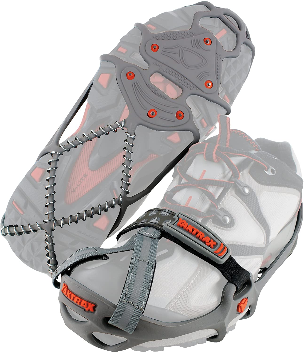 YakTrax Run Ice & Snow Grips for Running Shoes 3mm Carbide-Steel Spikes & 1.4mm Stainless-Steel Coils