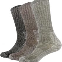 Vihir Men's Cushioned Thick Merino Wool Crew Sock for Skiing, Trekking, Hiking