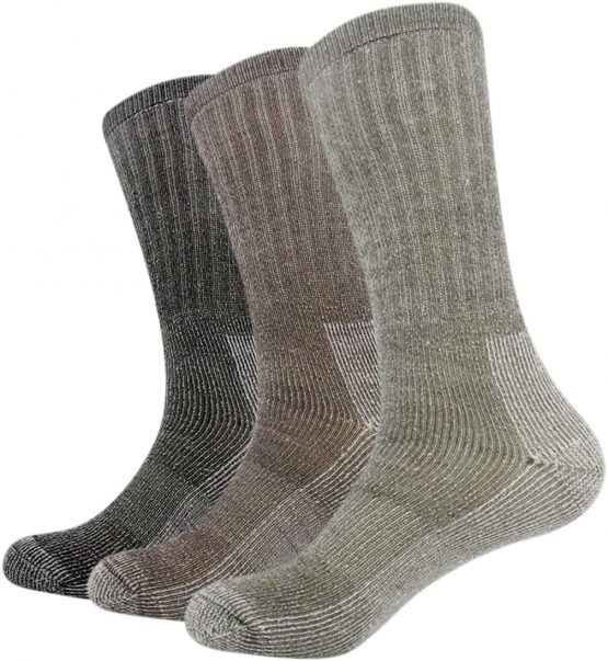 Vihir Men's Cushioned Thick Merino Wool Crew Sock for Skiing, Trekking, Hiking
