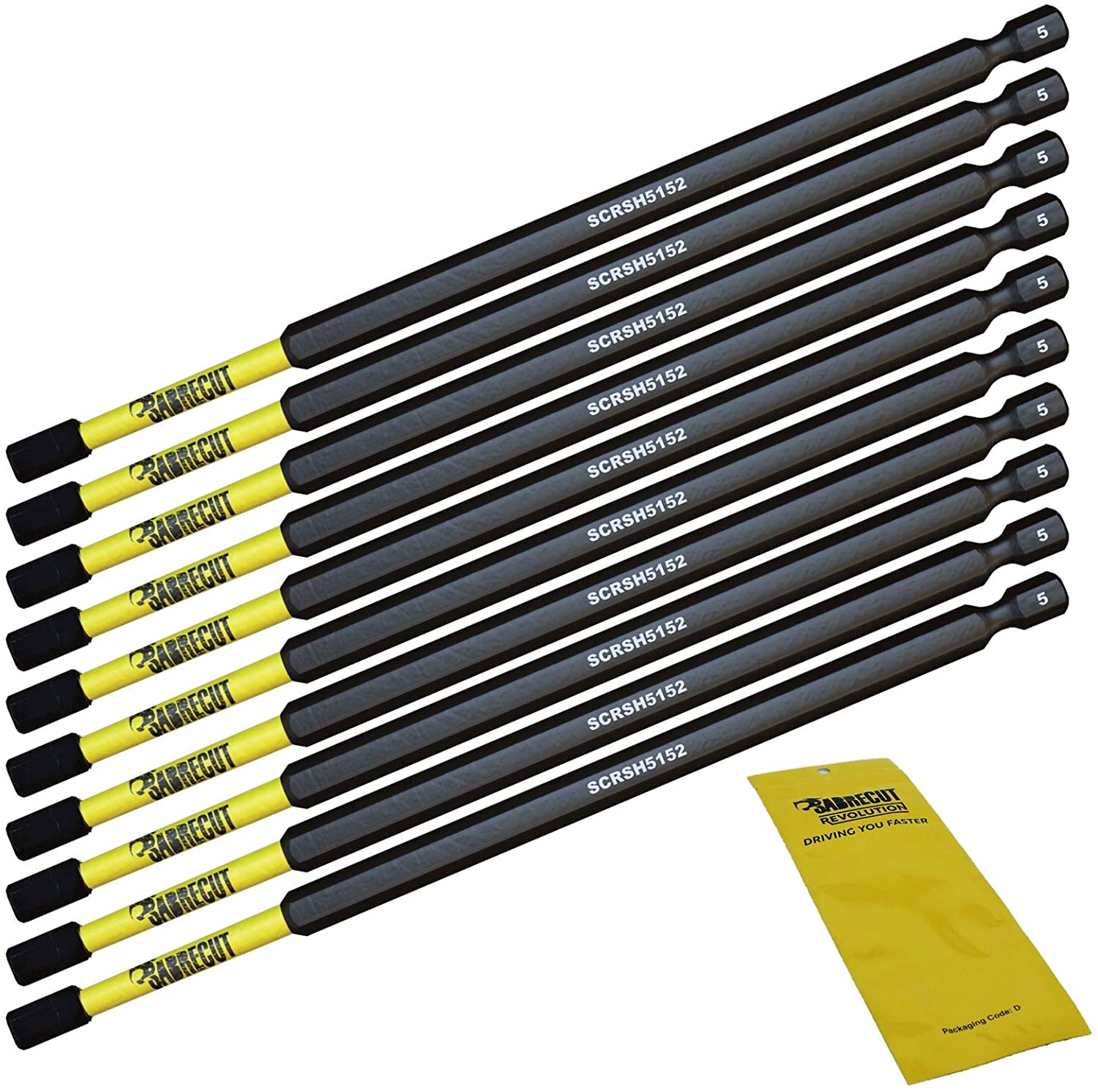 10 x SabreCut SCRH5152_10 152mm H5 Hex Magnetic Impact Screwdriver Driver Bits Set Single Ended Heavy Duty