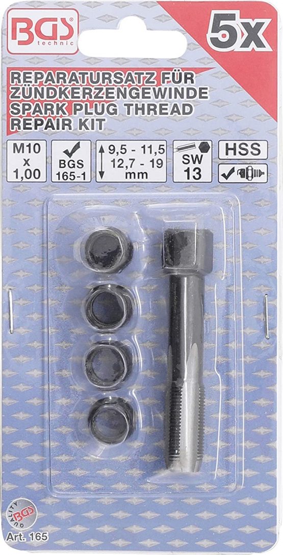 BGS 165 | Repair Kit for Spark Plug Threads | M10 x 1.00 mm | 5 pcs. - Image 2
