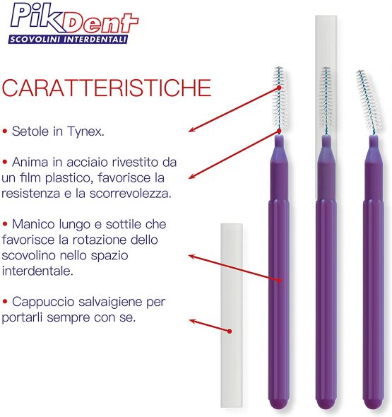 Pikdent Interdental Brushes with Coated Steel Core and Tyex Bristles Size 4 Red 0.7mm Cylindrical - 10 Brushes - Image 3