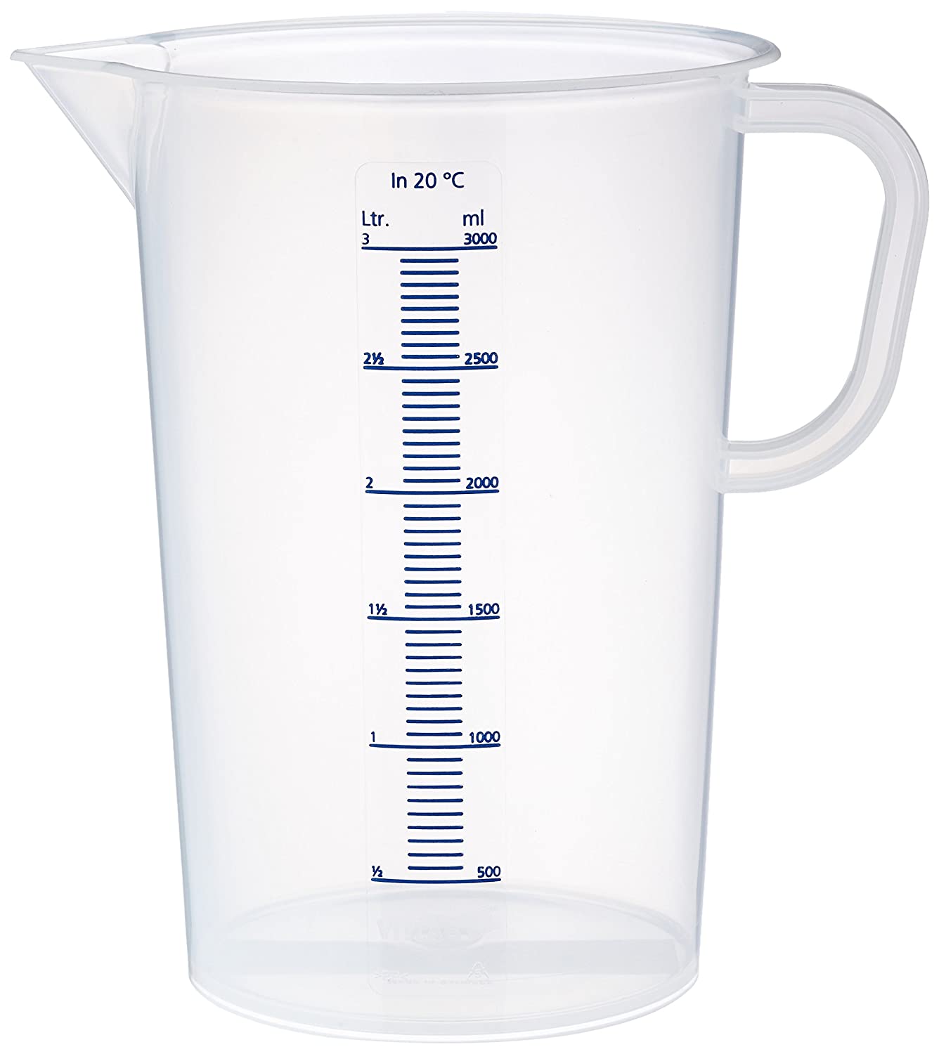neoLab E-1625 Polypropylene Measuring Jug, 3000 ml, Transparent (Milchig)