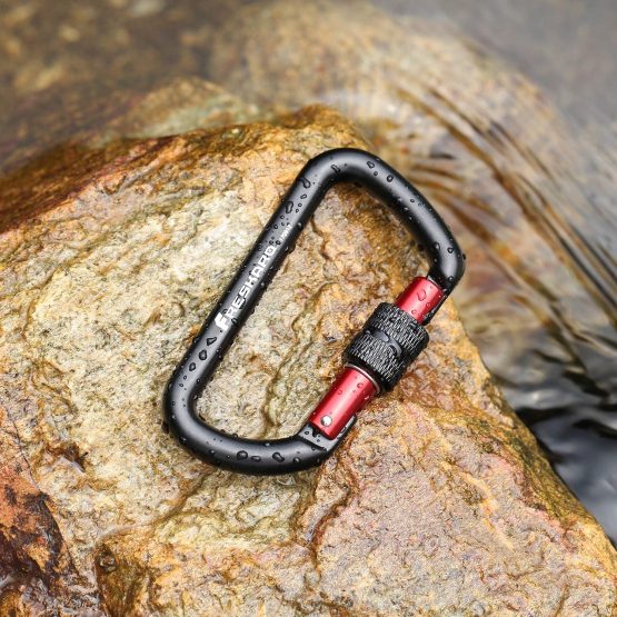 NEW 3inch Locking Carabiner Clips, Weight Rating 1224kg, Screw-gate Aluminum Carabiners Heavy Duty, for Hammocks, Yoga Swing, Camping, Keychain, Locking Dogs, Black - Image 3