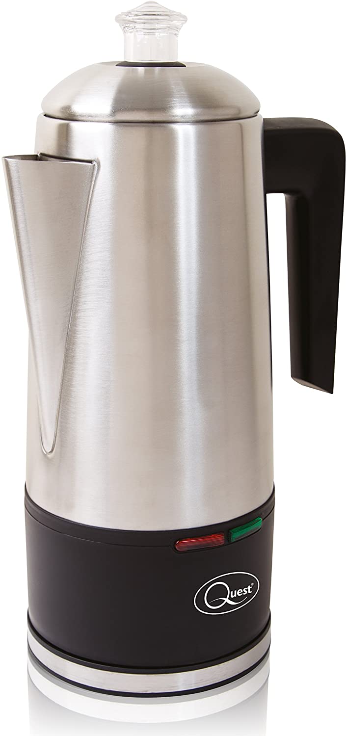 Quest 35200 Electric Coffee Percolator / 1.8L Stainless Steel Filter Coffee Machine / 30-45 Minute Keep Warm Functionality/Removable Filter/Makes Up To 12 Cups At Once / 1100W - Image 2