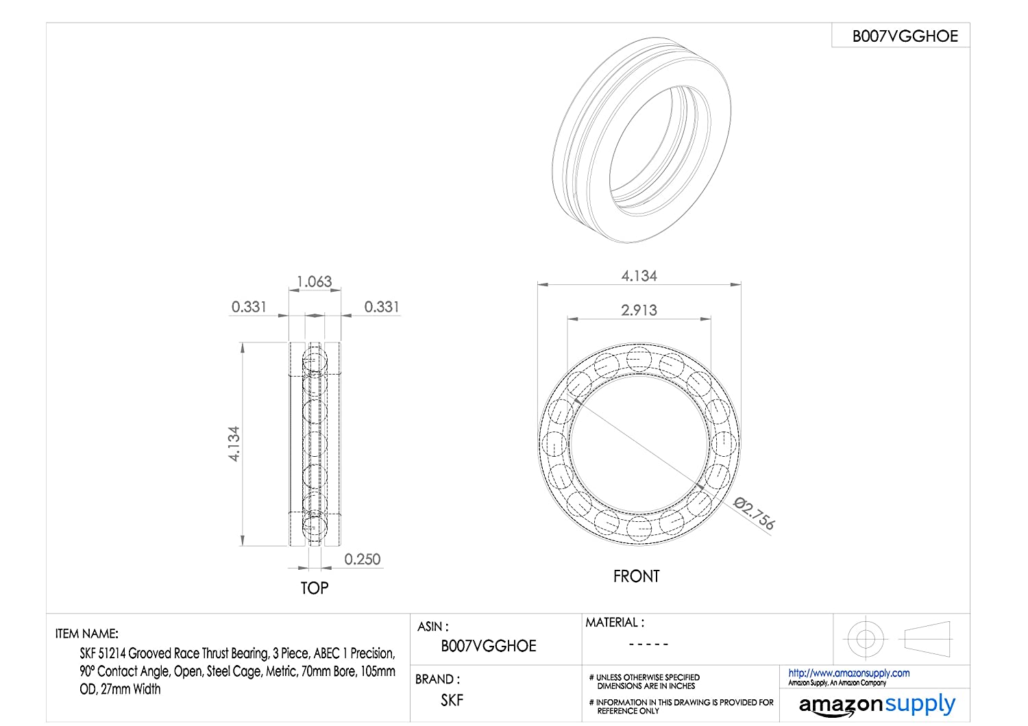 SKF 51214 Thrust Ball Bearing - Image 2