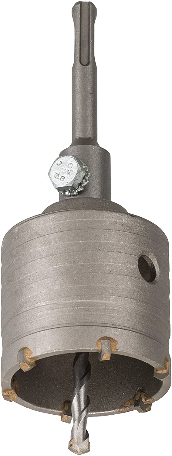 kwb Hollow Drilling Crown 80 mm Diameter Size, Carbide, SDS Plus Shaft, Impact Drill. incl. Center Drill, Multicolor