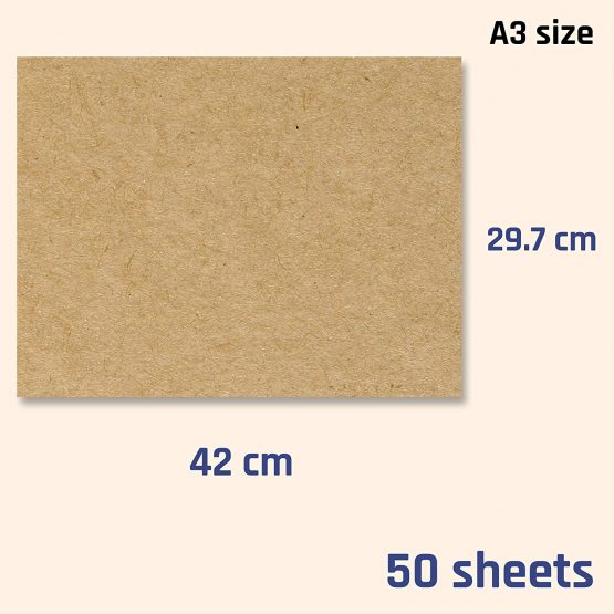 50 Sheets, A3 Brown Kraft Paper Thick Cardstock, 200gsm - Image 2