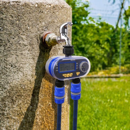 Aqualin Water Hose Tap Timer Watering Computer with 2 Solenoid Valves Garden Irrigation System Controller, Blue - Image 2