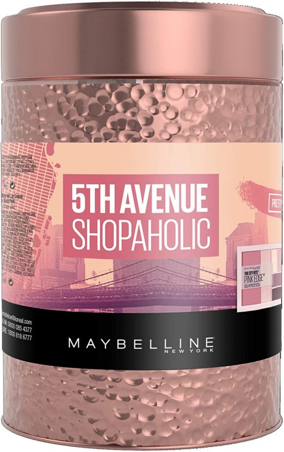Maybelline Makeup Gift Set for Women, 5th Avenue Shopaholic ( Lash Sensational Mascara, Pink Edge Shadow Palette, Superstay Crayon Lipstick)
