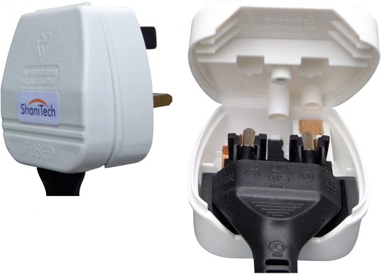 ShaniTech Euro Europe EU Plug to 3 Pin UK Plug Fused Converter Mains Socket Adapter
