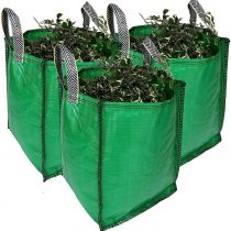 Garden Waste Bags - 120 Litre - 1 to 5 Sacks - PREMIUM GRADE - Industrial Fabric and Handles - Heavy Duty Garden/Green Waste Sacks (3 sacks)