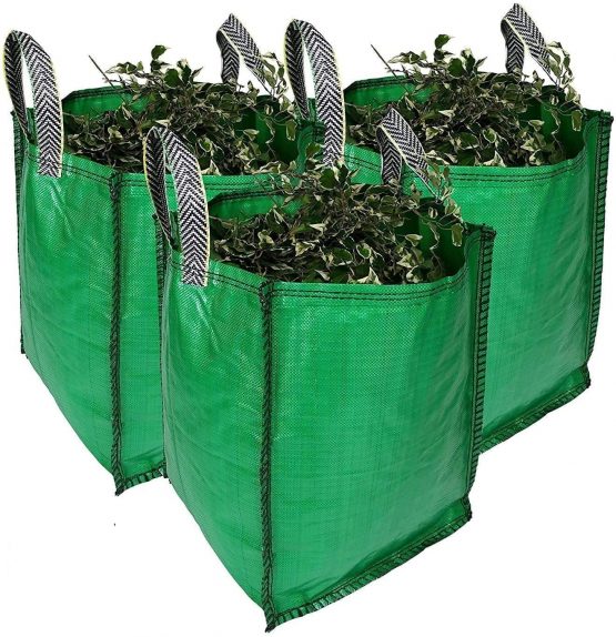 Garden Waste Bags - 120 Litre - 1 to 5 Sacks - PREMIUM GRADE - Industrial Fabric and Handles - Heavy Duty Garden/Green Waste Sacks (3 sacks)
