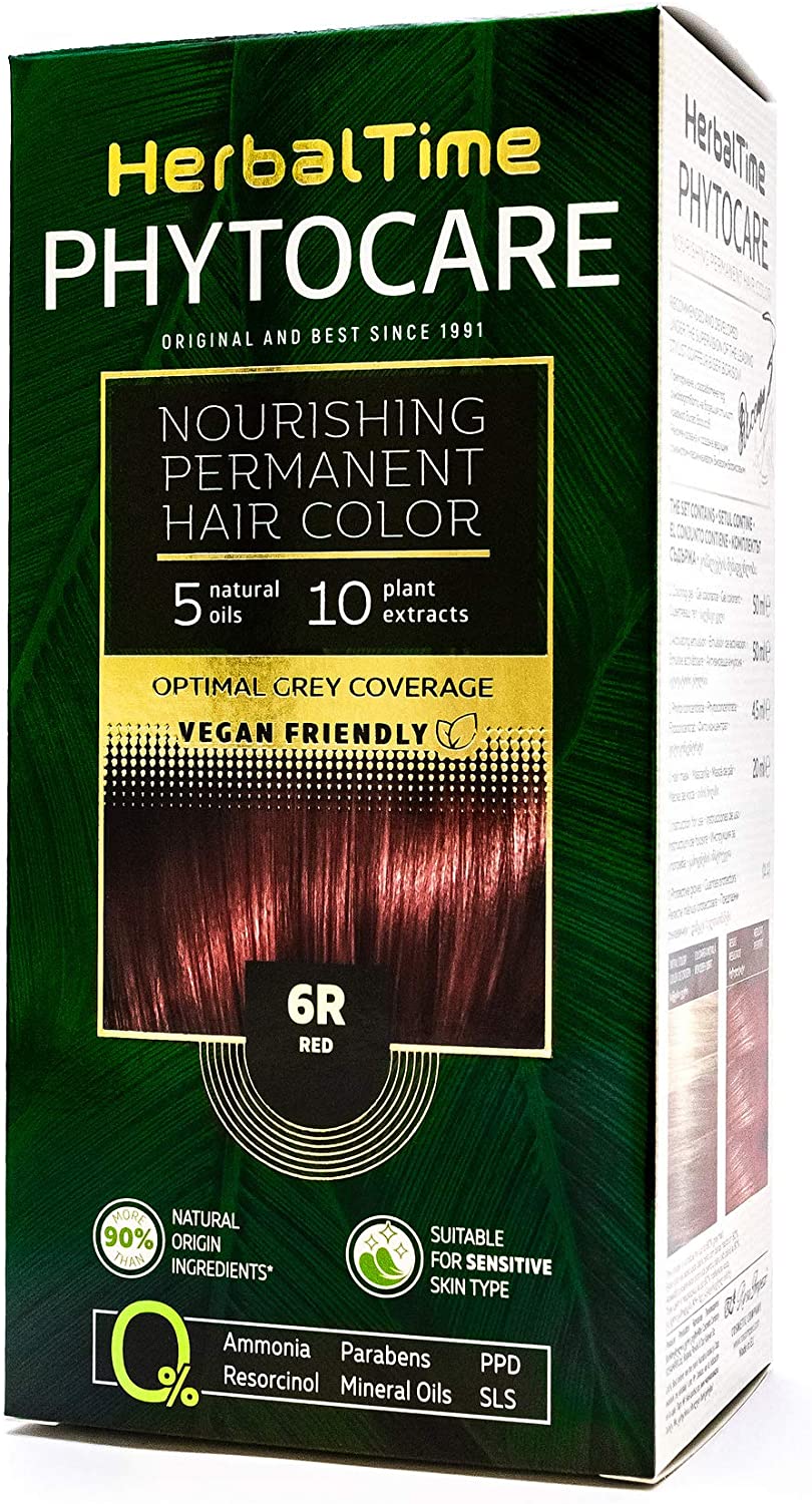 Herbal Time Phytocare Permanent Hair Dye Color Red 6R, 6R Red, 124.5 ml (Pack of 1)