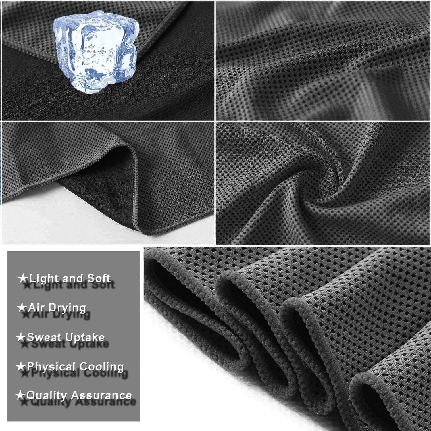 YQXCC 2 Pack Cooling Towels, Dark Grey/ Light Grey, 120x30 cm - Image 2