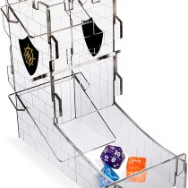 ENHANCE Dice Tower Dice Tray for Tabletop RPG Games - Castle Tower Design, Portable Dice Roller, Roll Up to 14 Standard Dice at Once - Etched Castle Rolling Tray Tower Great for Game Nights