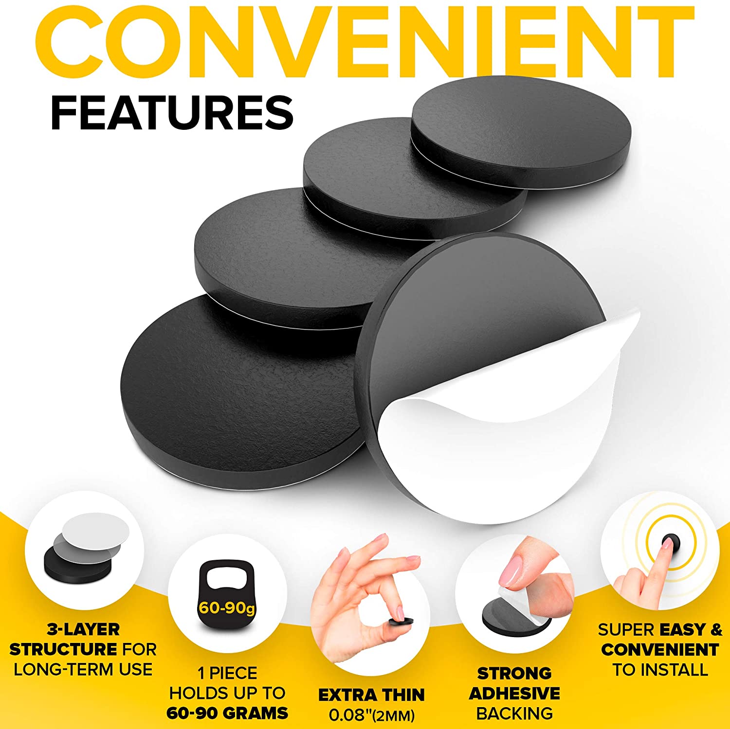 Round Flexible Magnets with Adhesive Backing, (120pcs 0.8"x0.08"/2x0.2cm) Magnetic Dots for Whiteboard Fridge - Image 4