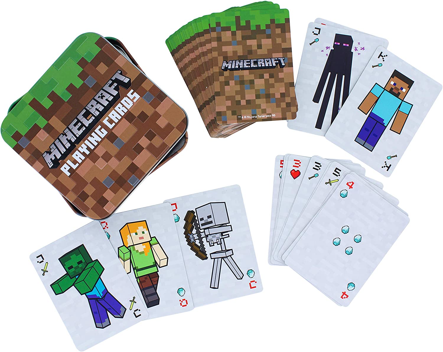 Minecraft Playing Cards with Embossed Storage Tin Officially Licensed Standard Deck with Featured Characters - Image 2
