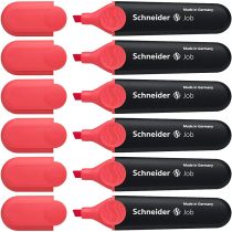 Schneider Highlighter Job 150, refillable, Non-Fading, with Clip, Red, Pack of 10