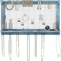 Comfify Rustic Jewelry Organizer – Wall Mounted Jewelry Holder Organizer with Removable Bracelet Rod and 16 Hooks – Perfect Earrings, Necklaces and Bracelets Holder – Vintage Jewelry Display