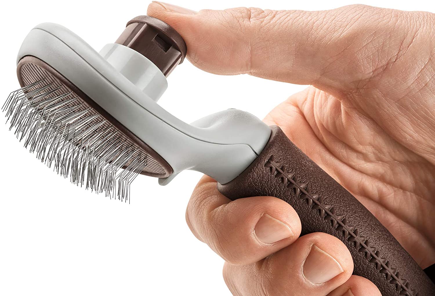 Hunter - Self-cleaning brush carding L, grey / brown - Image 4