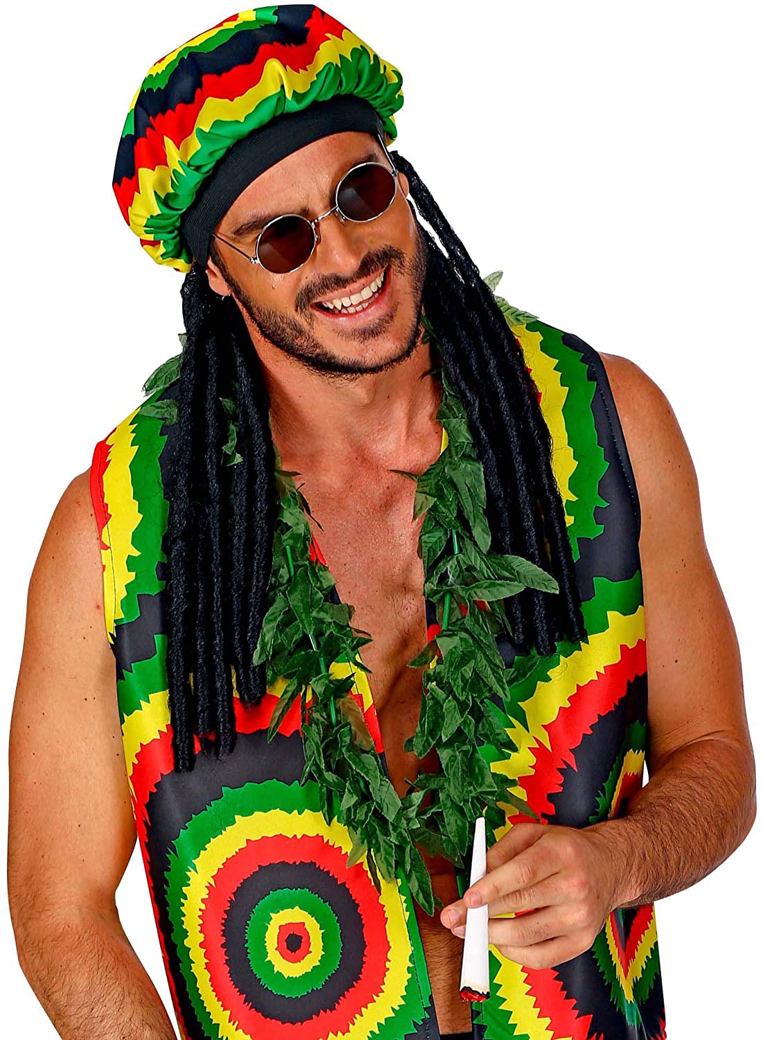 Widmann 01899 Men's Rasta Hat with Dreadlocks Black One Size - Image 4