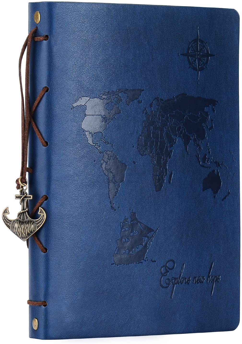 ZEEYUAN Photo Album World Map Leather Scrap Book 8.7 x10.7 Album Scrapbook 60 Pages Vintage DIY Memory Book for 6x4/7x5 Photos