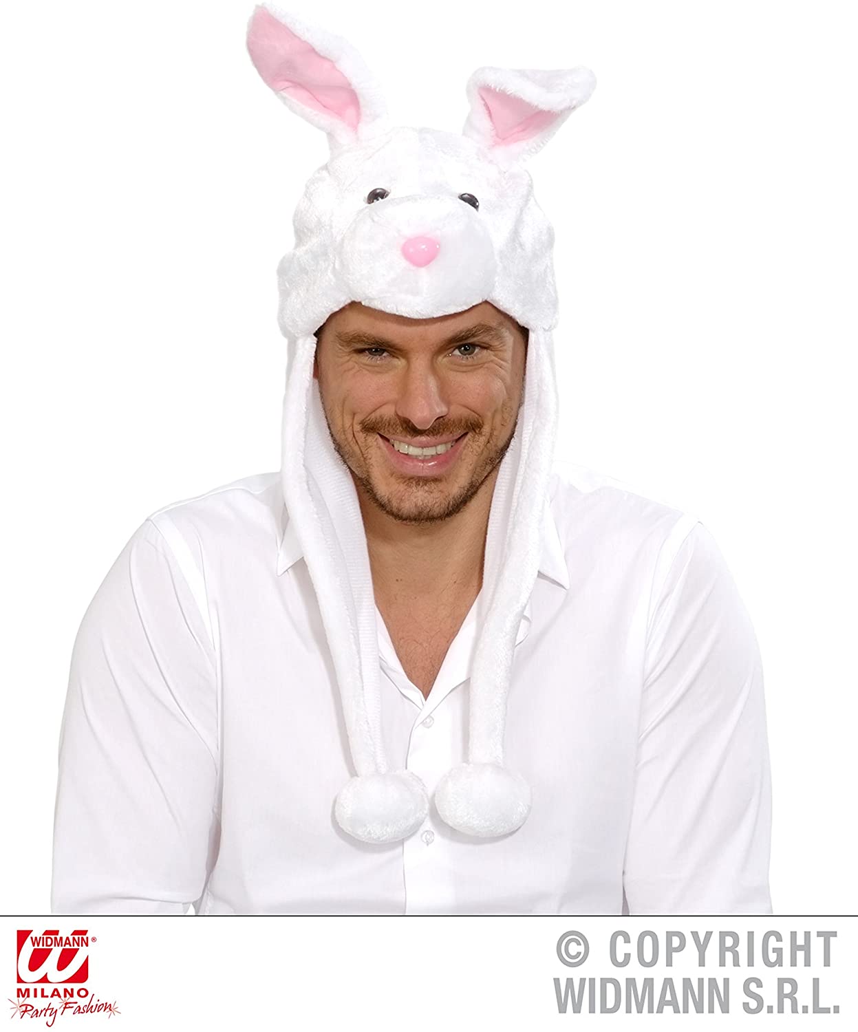 W WIDMANN MILANO Party Fashion - Rabbit Hat for Adult Animals, Farm, Easter, Carnival, Theme Parties, White - Image 2