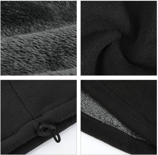 TAGVO Winter Fleece Neck Warmer, Soft Double Layer Fleece Thick Thermal Neck Gaiter Elastic Multifunctional Scarf Windproof Skiing Neck Tube Ear Warmer Balaclava Hood Unisex for Outdoor Sports - Image 4