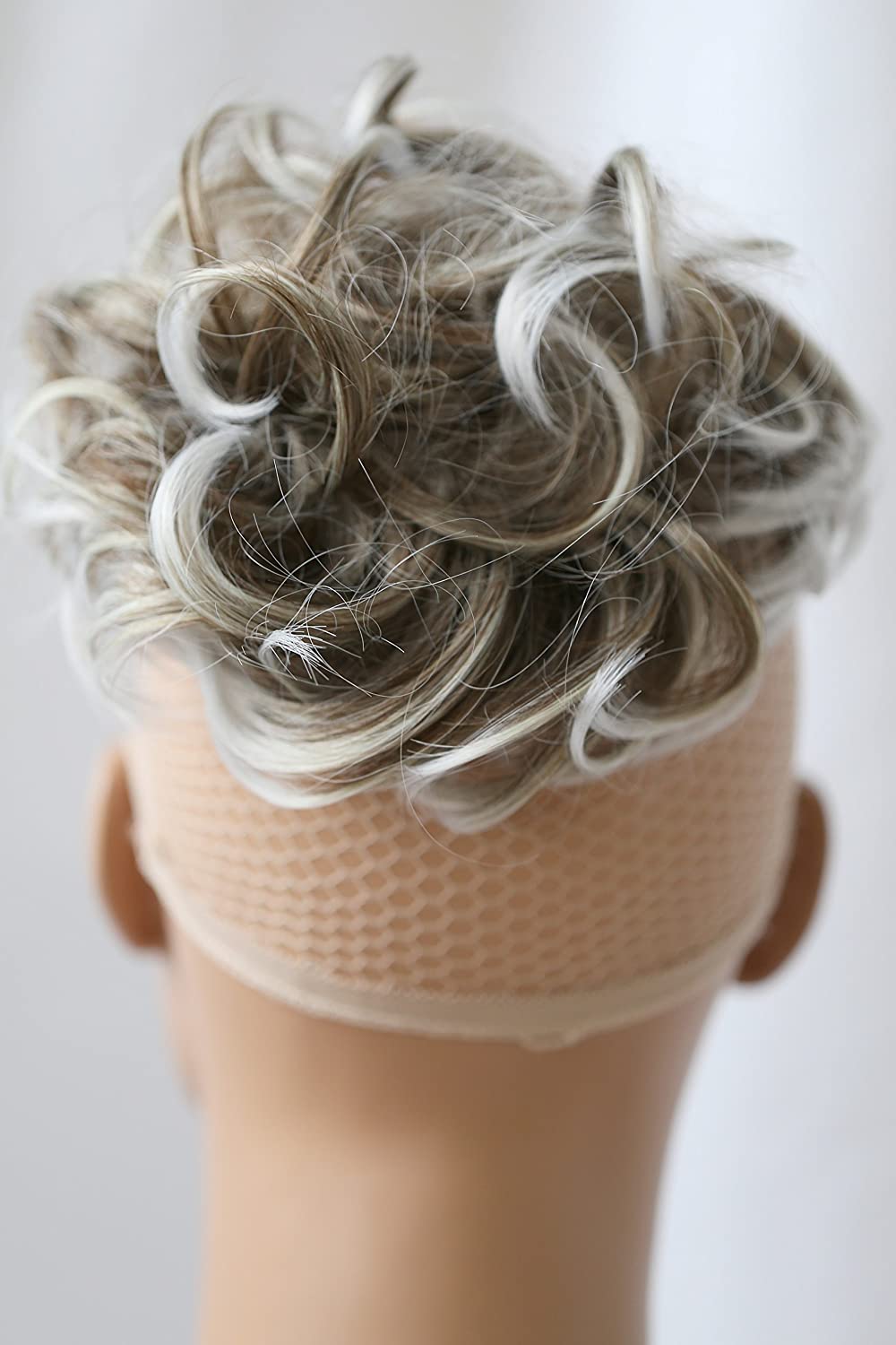 CAISHA Large Hairpiece Scrunchy Instant Updo Curly Messy Bun Light Brown Gray Mix G24E, light brown gray mix #9T1001B G24E - Image 2