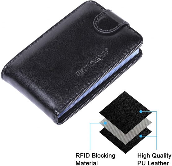 Wisdompro Credit Card Holder, Premium PU Leather Slim RFID Blocking Debit Card Protector Wallet Organizer Case with Magnetic Shut (Build in 20 Card Slot & 6 Small Cells for Memory Cards)-Horizontal - Image 2
