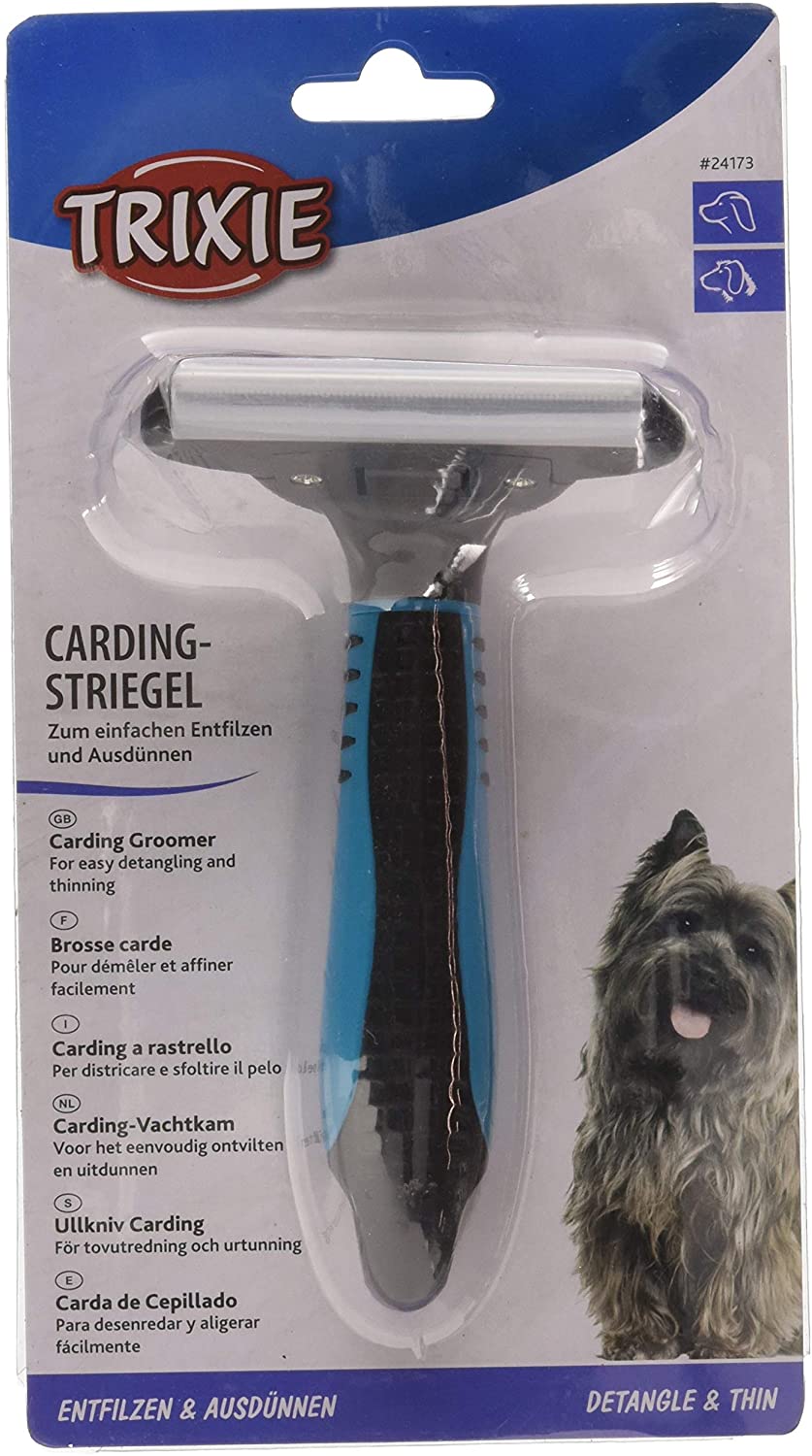 TRIXIE Carding curry comb for removing loose undercoat, interchangeable curry comb head, stainless steel blade - Image 2