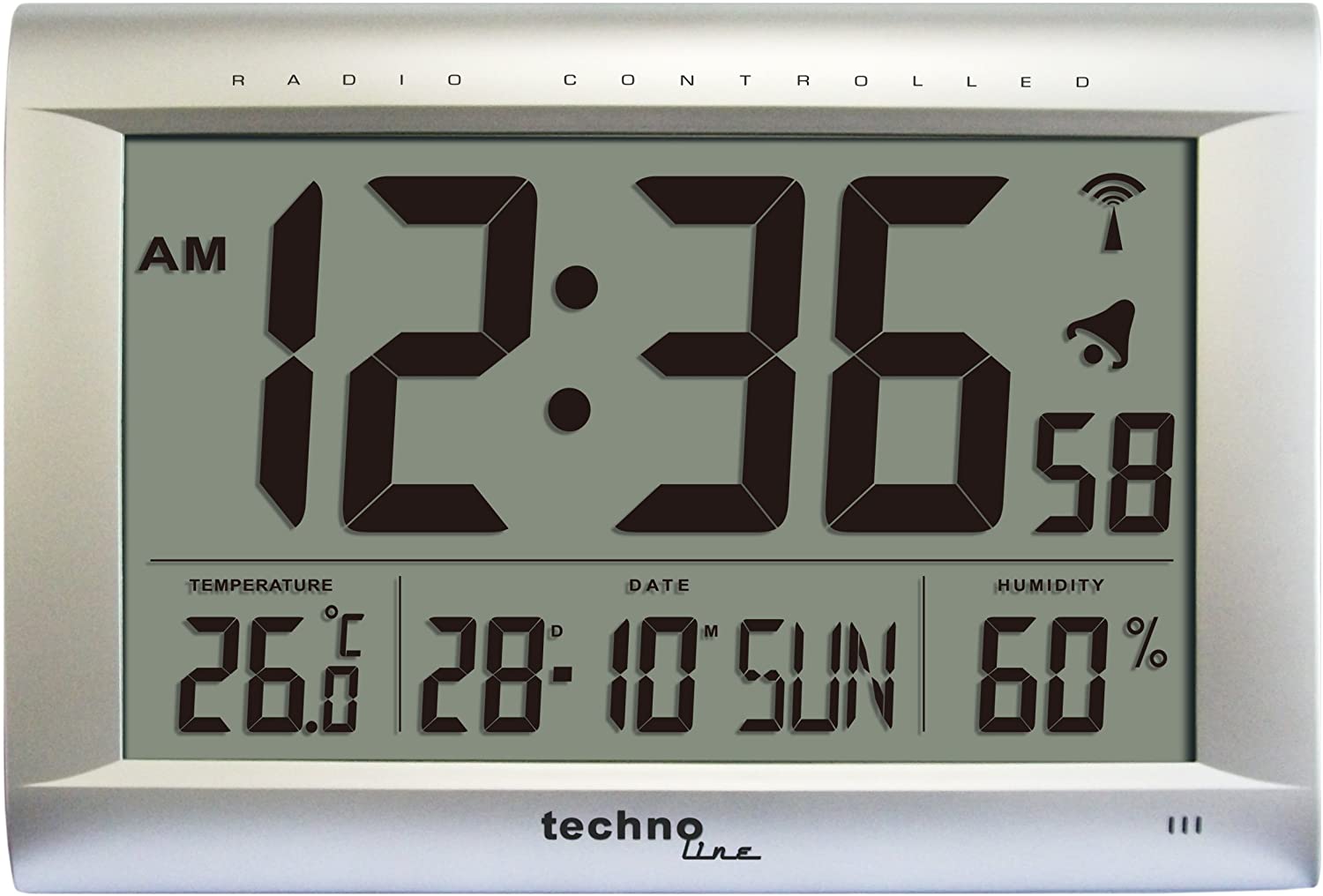 Technoline WS 8009 clock with manual setting, Silver, 41 x 4.3 x 27 cm