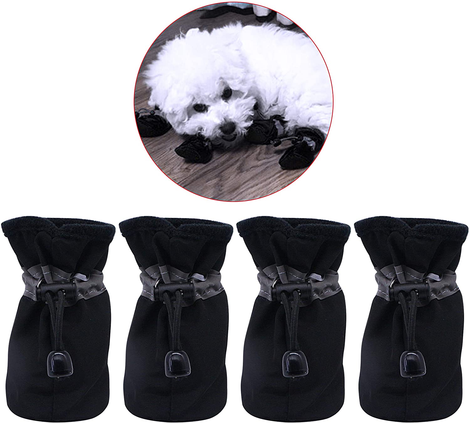 YAODHAOD Dog Shoes,Anti Slip Dog Boots Paw Protector, These Comfortable Soft Soled Dog Shoes are with Reflective Straps