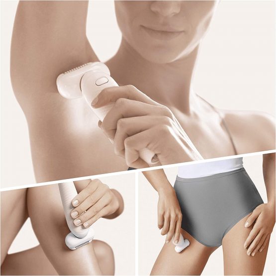 Braun Silk-épil 9 Flex Epilator, Hair Removal, With Additional Shaver & Trimmer Head For Extra Sensitive Areas, Wet & Dry, 100% Waterproof, 9-002, White/Gold - Image 3