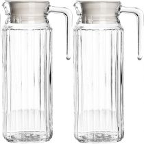 Get Goods Set of 4 New Large 1L Ravenhead Kitchen Fridge Glass Pitcher Water Milk Juice 1 Litre Jugs & Lids