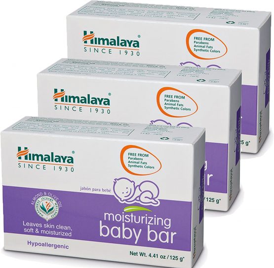 Himalaya Baby Soaps with naturally hydrating & moisturizing almond & olive oil ,Provides gentle cleansing and nourishes the skin| Free from Parabens and Synthetic fats 70 g ( Pack of 3)