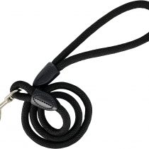 AVANZONA Dog lead Round Nylon, Resistent, Comfortable, No Pull, Hand made in EU, Training leash for Small Medium and Large dogs. 120cm. Black.
