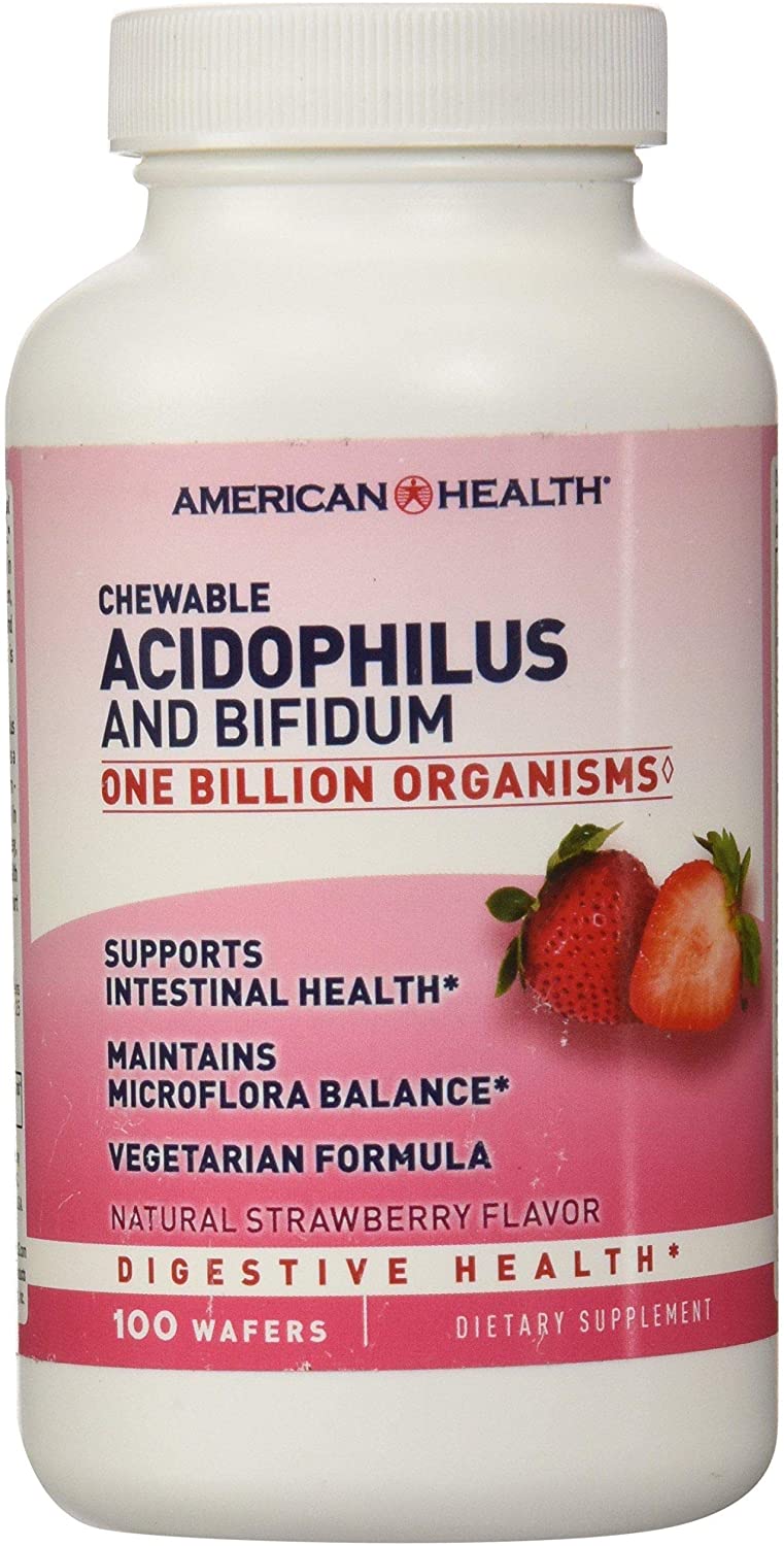 American Health Probiotic Acidophilus with Bifidus, Chewable Strawberry
