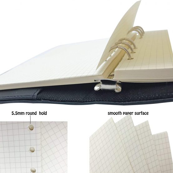 ZKSM Planner Refill Paper 5mm Squared Ruled Inserts Paper with A5 6 Holes 135 Sheets/270 Pages Binder Grid Notepaper for Filofax Bullet Journals Diary, 8.26x5.59 Inch (Squared) - Image 2