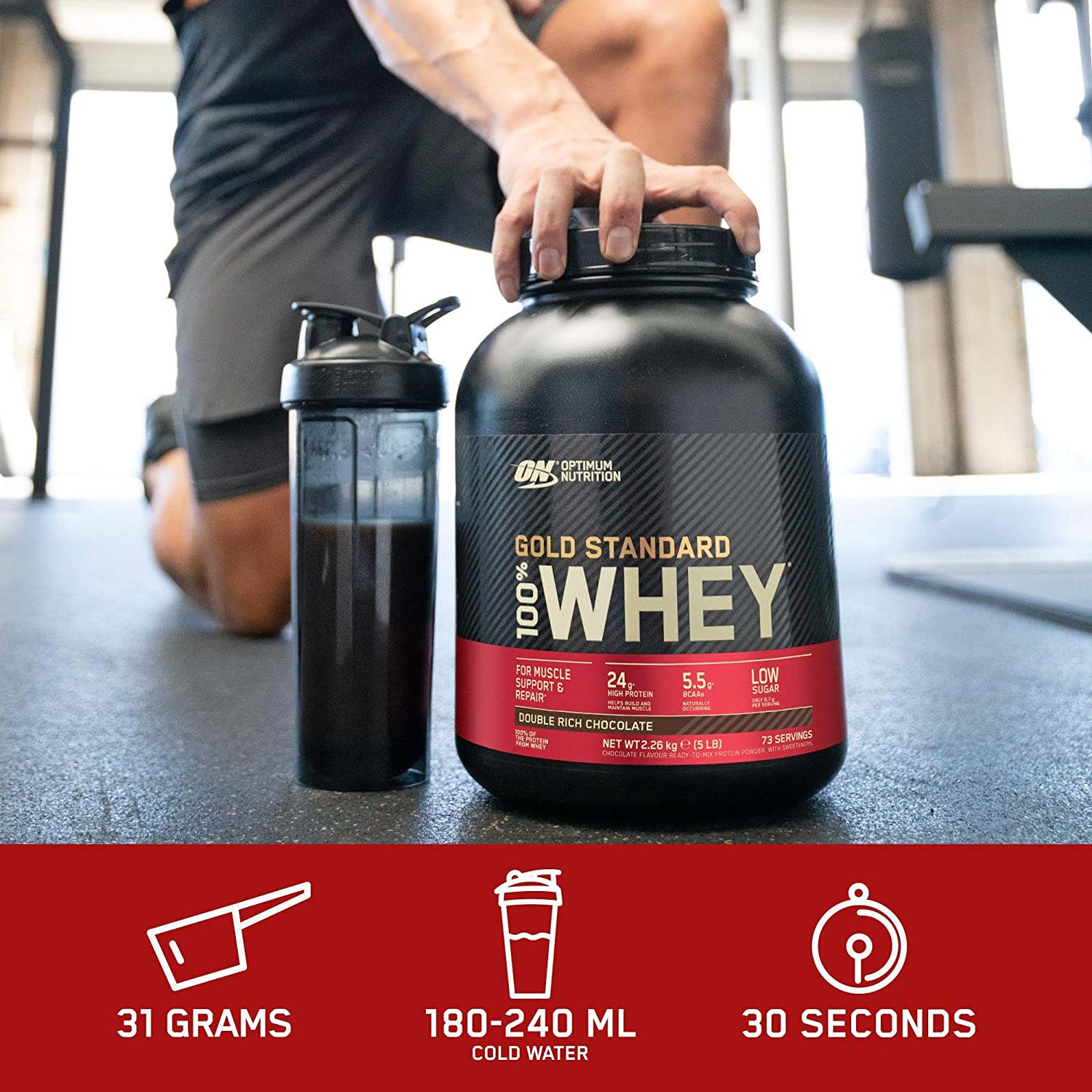 Optimum Nutrition Gold Standard Whey Protein Powder Muscle Building Supplements With Glutamine and Amino Acids - Image 4