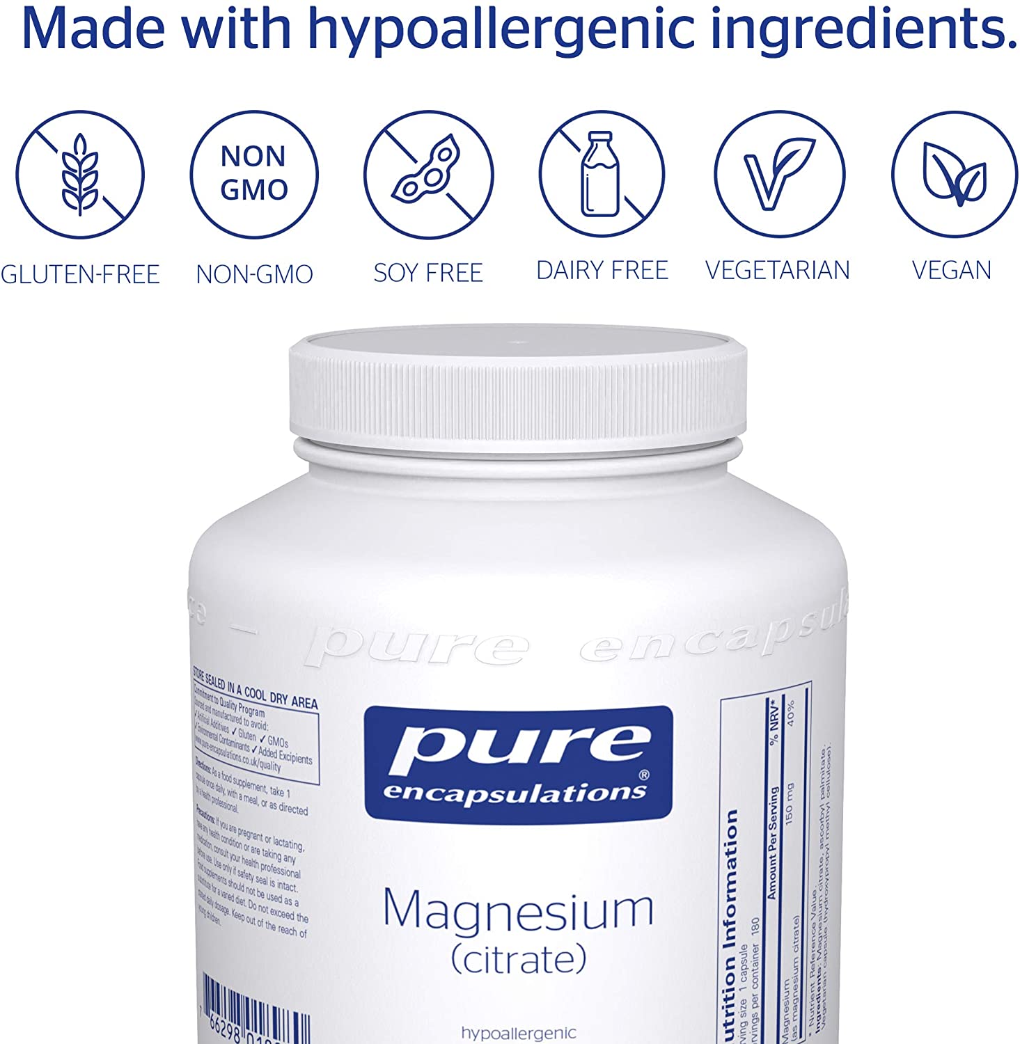 Pure Encapsulations Magnesium (Citrate) 150mg - Highly Bioavailable Magnesium Chelate - 180 Capsules, 180 count (Pack of 1) - Image 4